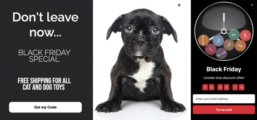 Black Friday Exit Intent PopUp Examples