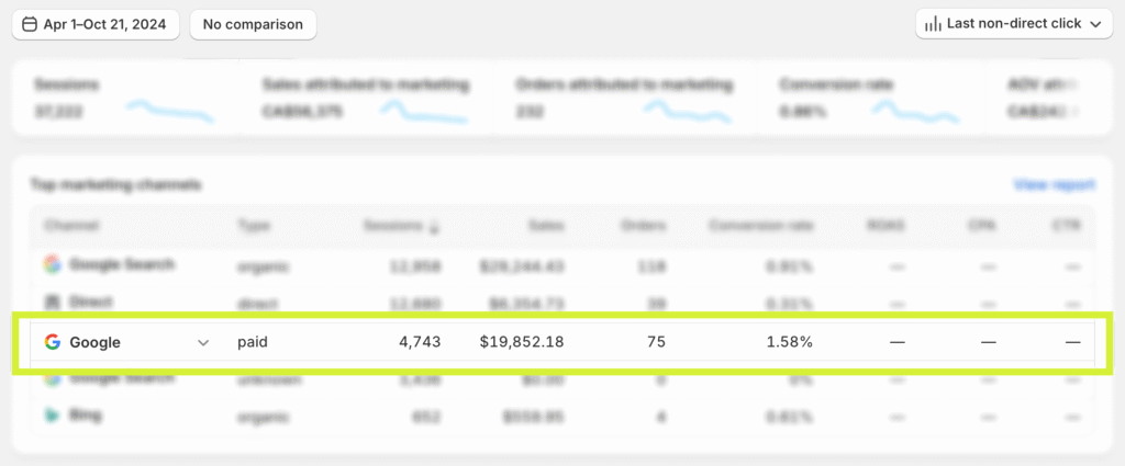 Before Webfuel's Paid Marketing (April 2024 - Oct 2024)