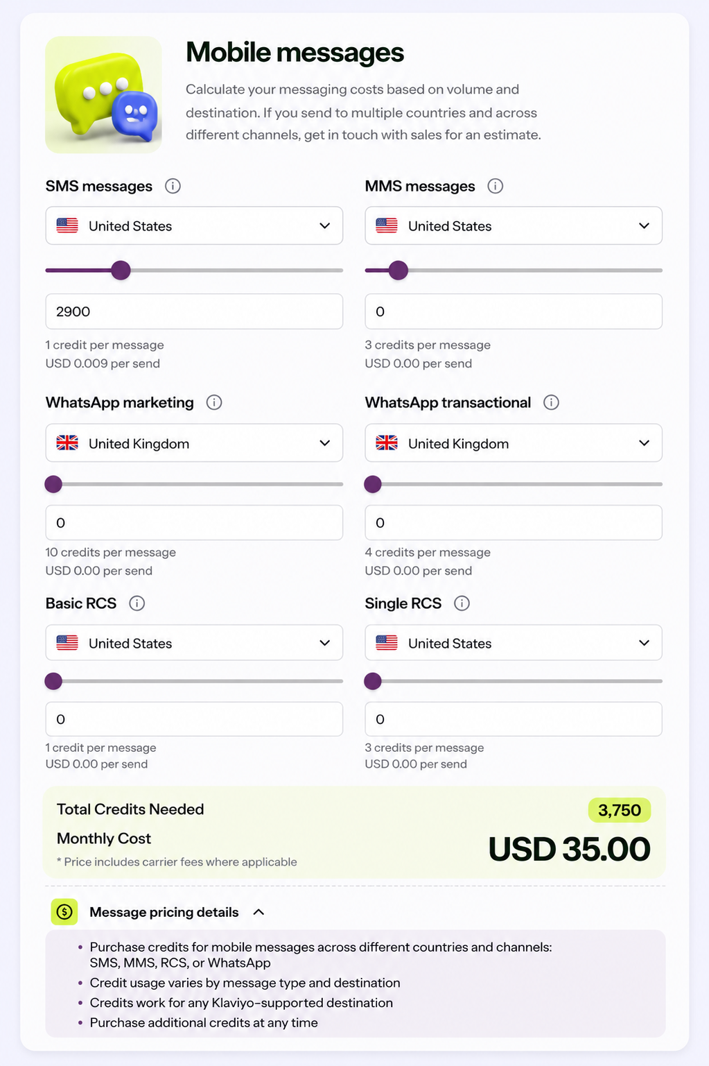 Image - Klaviyo Pricing 2026 - Mobile and SMS